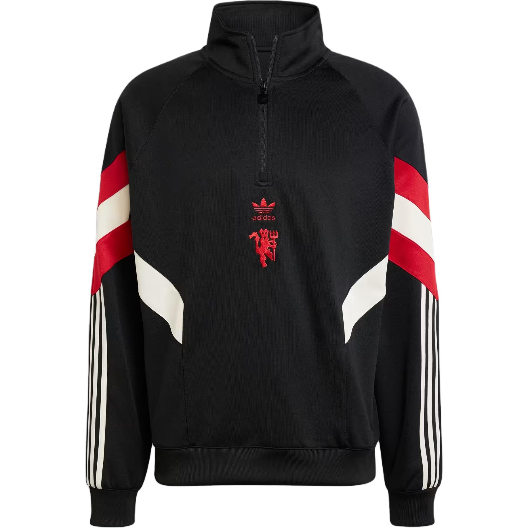adidas MUFC Manchester United Crew Sweatshirt Black/Red Jacket IS6526