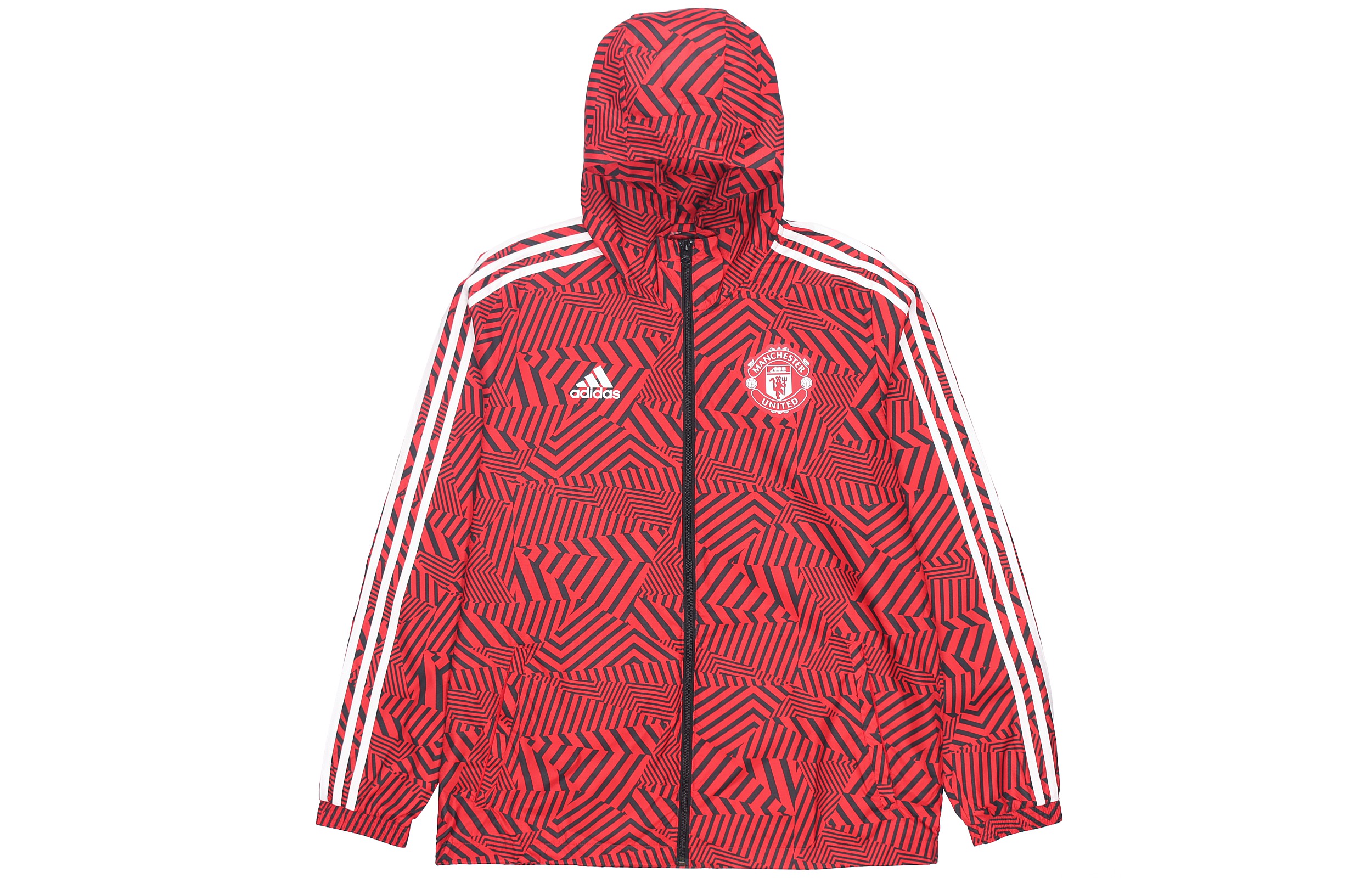 Order adidas Jaket Windbreaker MUFC Manchester United Merah Berkerudung Pria FR3844
