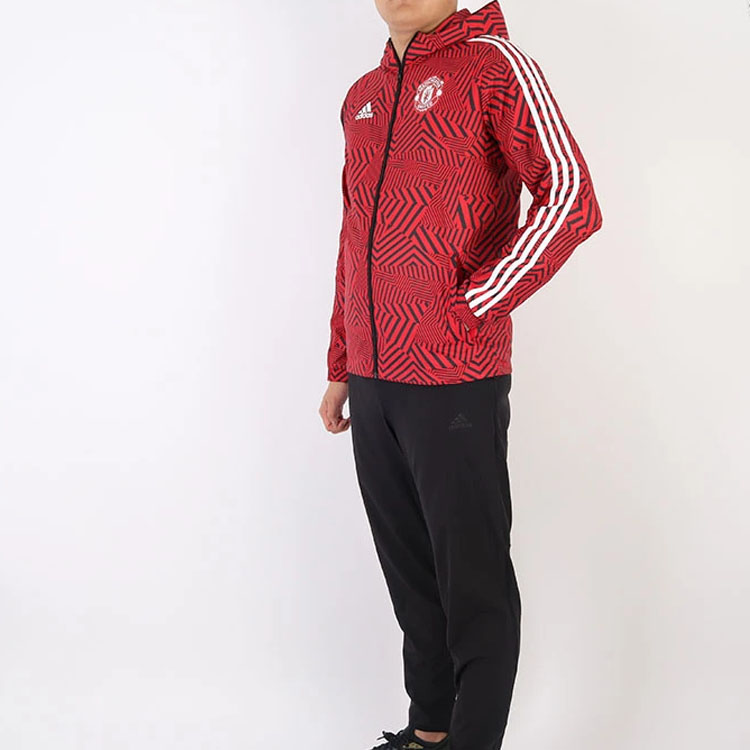 Purchase adidas Jaket Windbreaker MUFC Manchester United Merah Berkerudung Pria FR3844