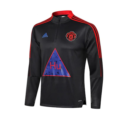adidas MUFC Pharrell Hu TR Top Man Utd Retro Half-Zip Sweatshirt Dark Grey GK7722