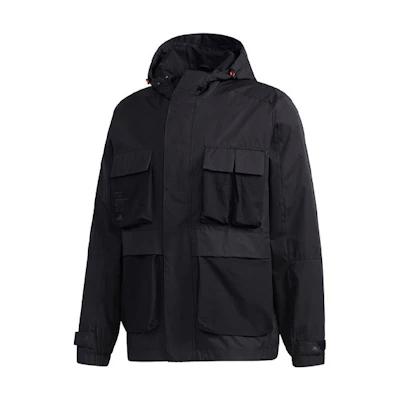 adidas Multi-Pocket Outdoor Hooded Windbreaker Jacket - Black GF4019