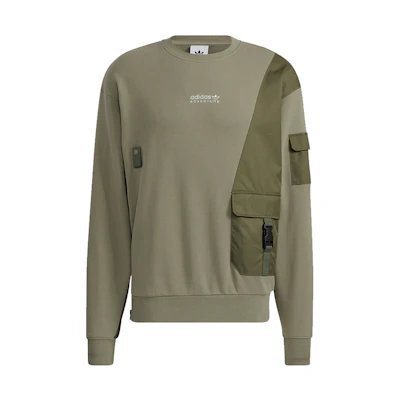 adidas Multi-Pocket Retro Pullover Sweatshirt Olive Green HC0367