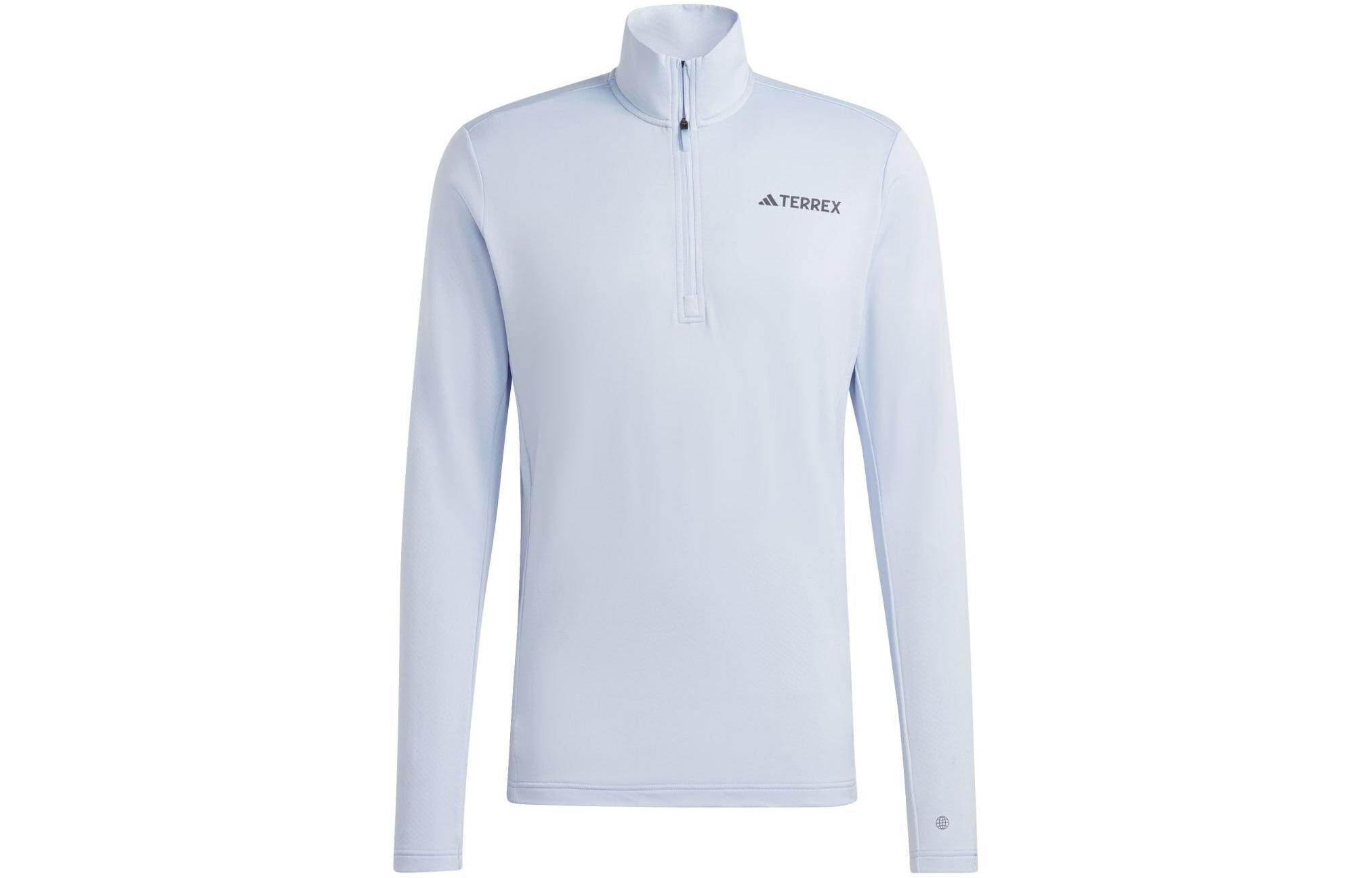 adidas Multi 1/2 Zip Fleece Sweatshirt Blue Alphabet Print HZ1360