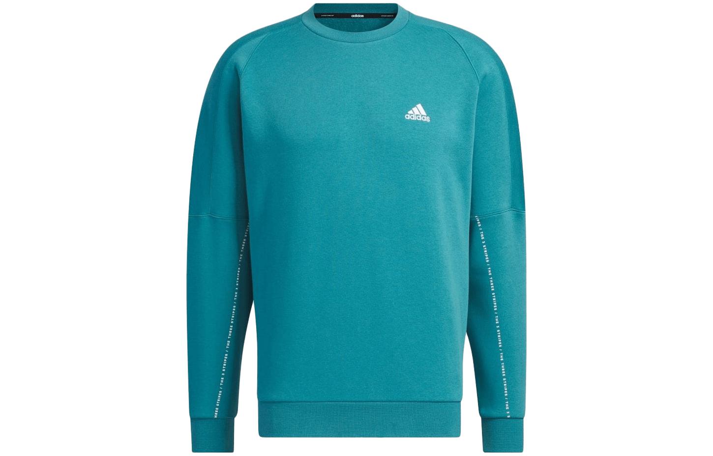 adidas Multicolor Letter Print Crewneck Long Sleeve Sweatshirt Arctic Blue Unisex IK7360