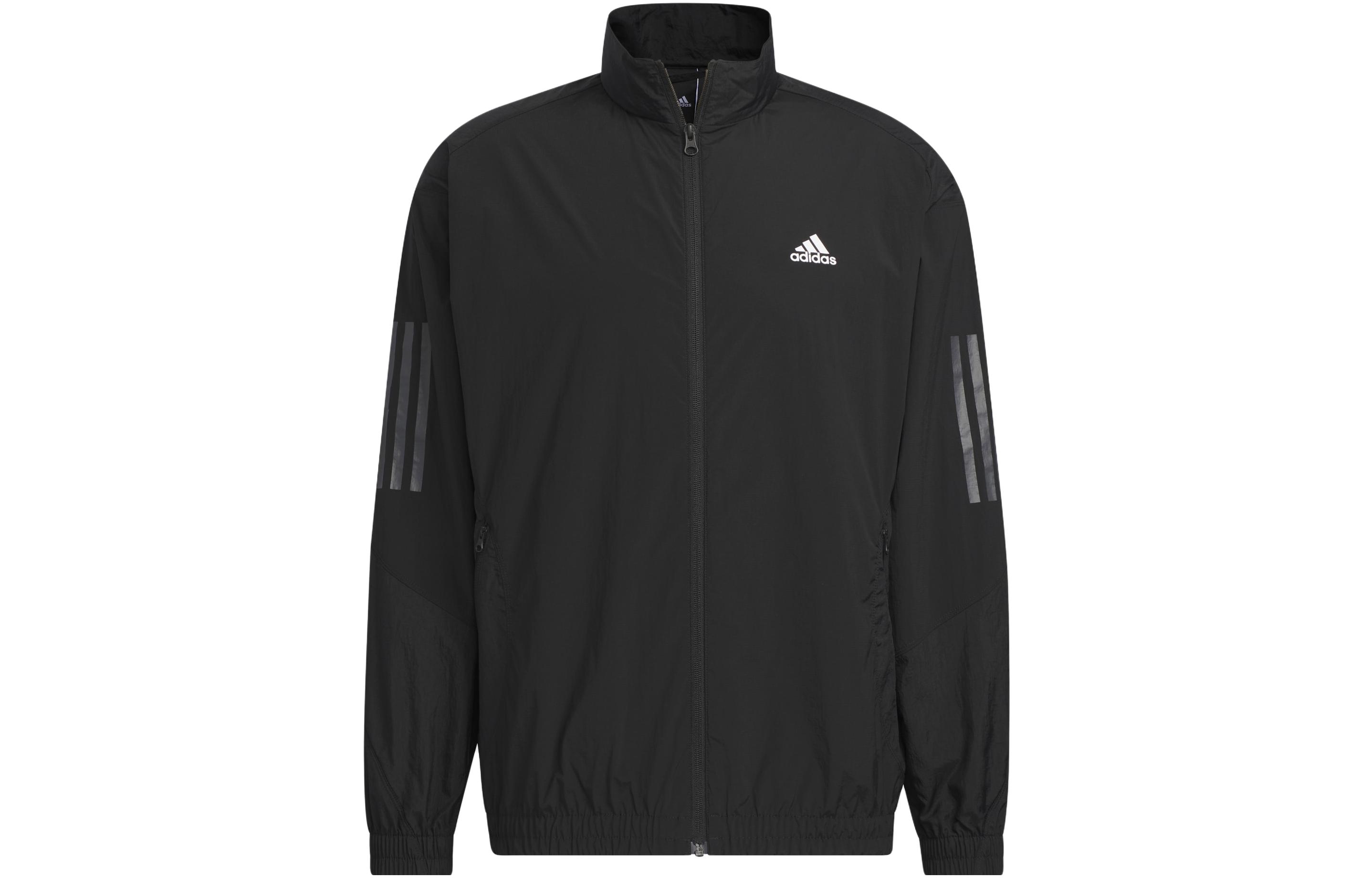 adidas Must Haves Woven Jacket Stripe Logo Retro Track Jacket Black () IA6960
