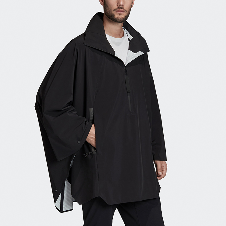 Sizing adidas Myshelter Cape Hitam Jaket Hoodie Outdoor Half-Zip Edisi Musim Luruh FI0600
