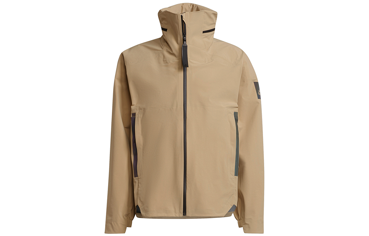 adidas MYSHELTER Outdoor Rain Jacket Loose Fit Khaki with Hood Logo GT6574