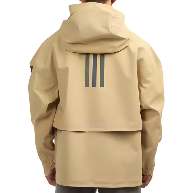 adidas MYSHELTER Outdoor Rain Jacket Loose Fit Khaki with Hood Logo GT6574 圖 3