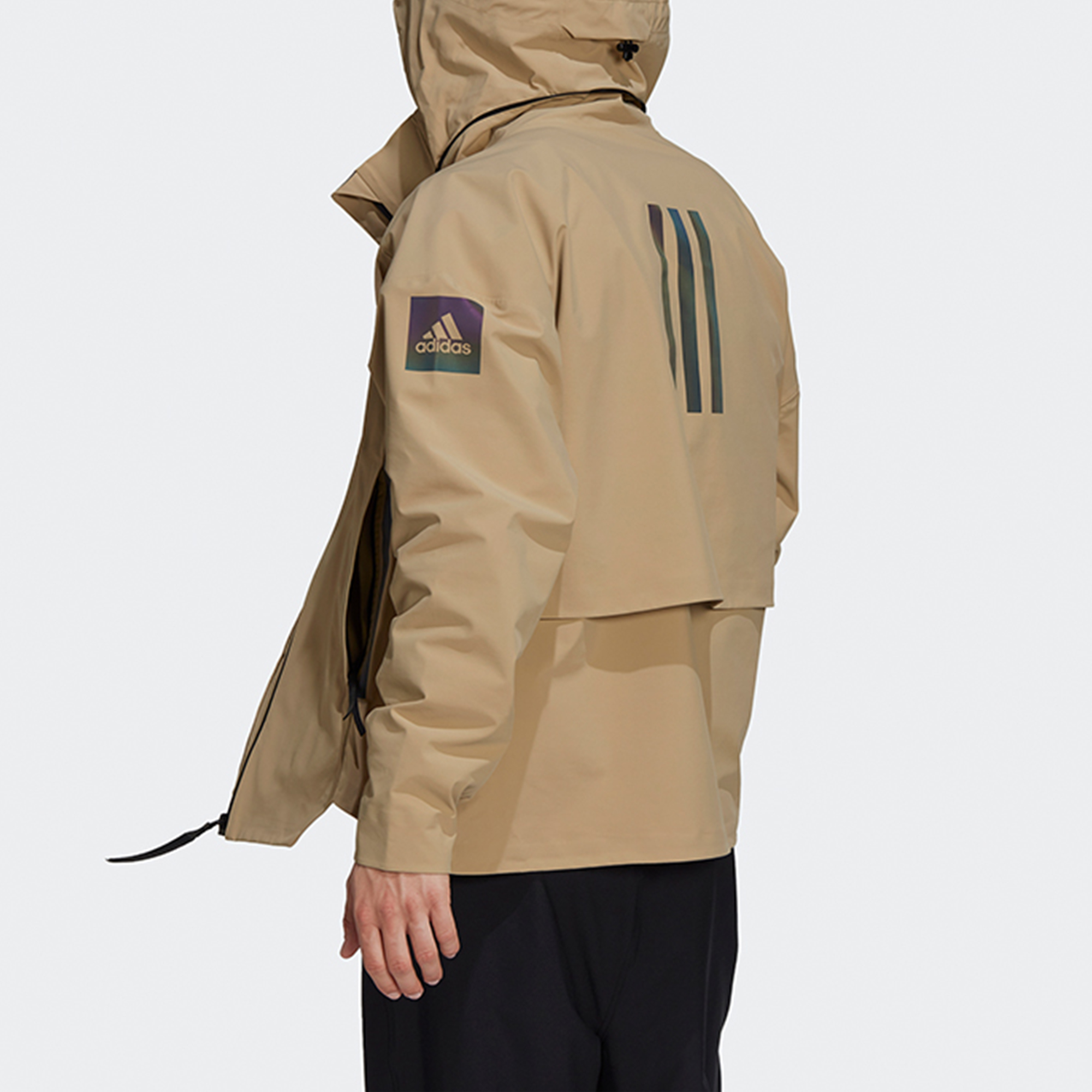adidas MYSHELTER Outdoor Rain Jacket Loose Fit Khaki with Hood Logo GT6574 圖 5