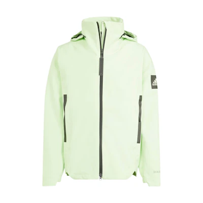 adidas MYSHELTER Rain.Rdy Green Jacket with Hidden Hood and Three Stripes. IS1878