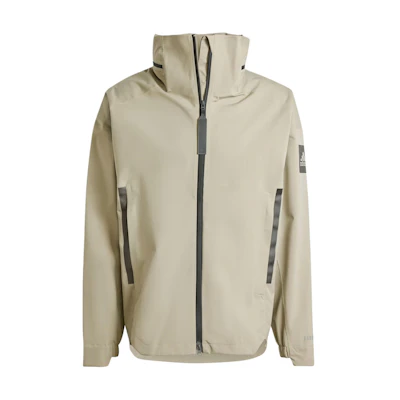 adidas Myshelter Rain Rdy Jacket Stone Grey 3-Stripes Colorblock Hoodie IP5571