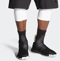 Details for adidas N3xt L3V3L Core Black Cloud White 減震防滑 高筒 復古籃球鞋 男款 黑白