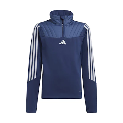 adidas Navy 1/2-Zip Pullover Sweatshirt with Logo Stripes IL3176
