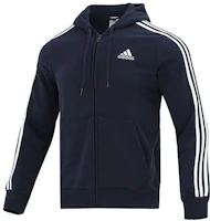 adidas Navy 3-Stripes Full-Zip Hoodie Jacket GK9053