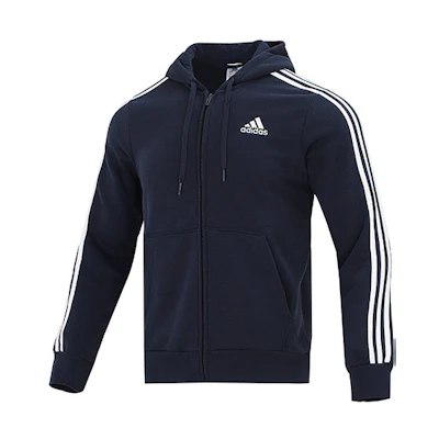 adidas Navy 3-Stripes Full-Zip Hoodie Jacket GK9053