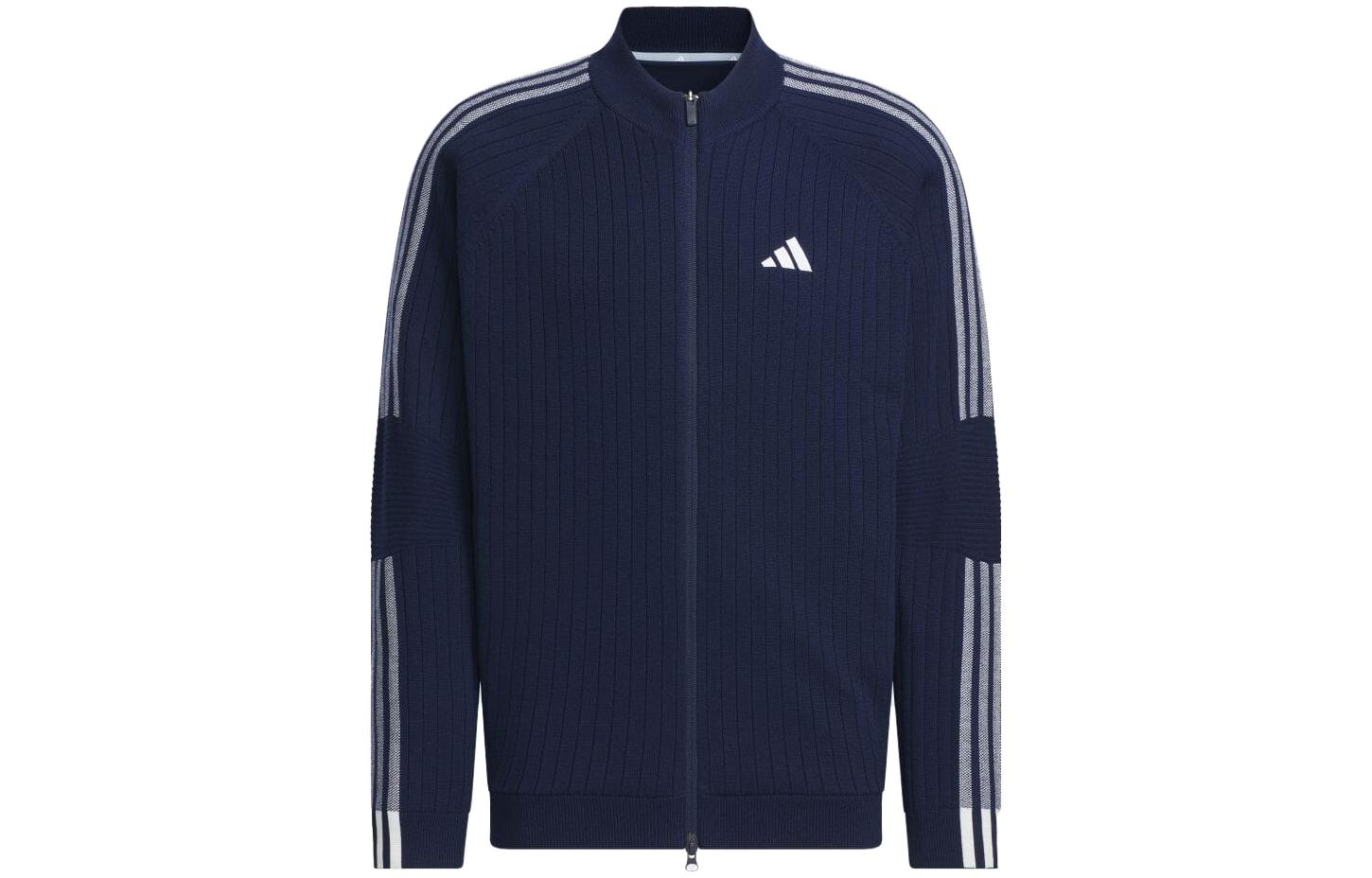 adidas Navy Blue Logo 3-Stripes Track Jacket with Full Zip HY0956