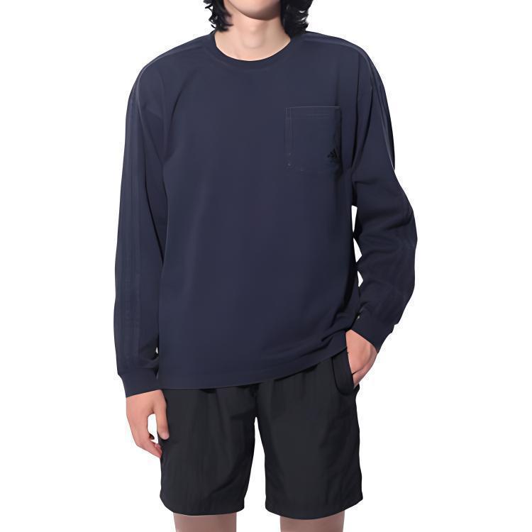 adidas Navy Blue Logo Crewneck Long Sleeve Sweatshirt Unisex JE0946