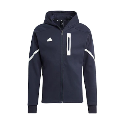 adidas Navy Blue Logo Patch Print Casual Hoodie Jacket IC8046