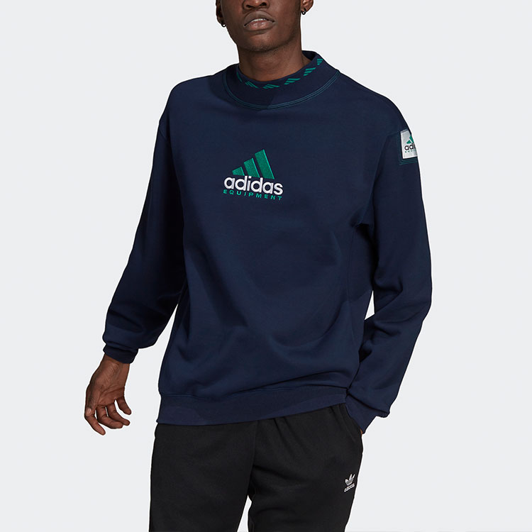 Purchase adidas Navy Blue Logo Crewneck Sweatshirt Lelaki HG8095
