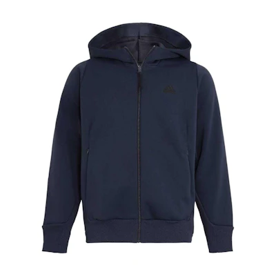 adidas Navy Blue Logo Print Zip-Up Hoodie Jacket IM7416