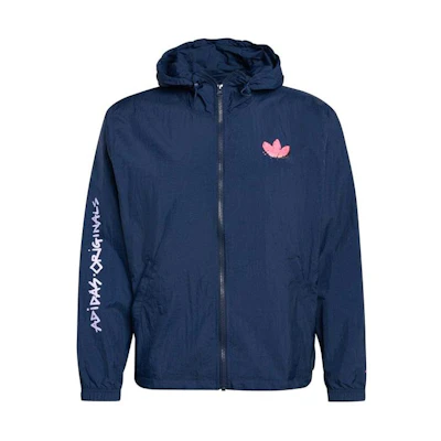 adidas Navy Blue Logo Print Zipper Hoodie Jacket Unisex AD0057