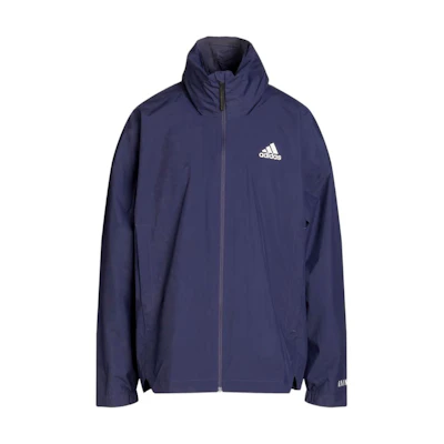 adidas Navy Blue Logo Printed Zip-Up Stand Collar Jacket H65737