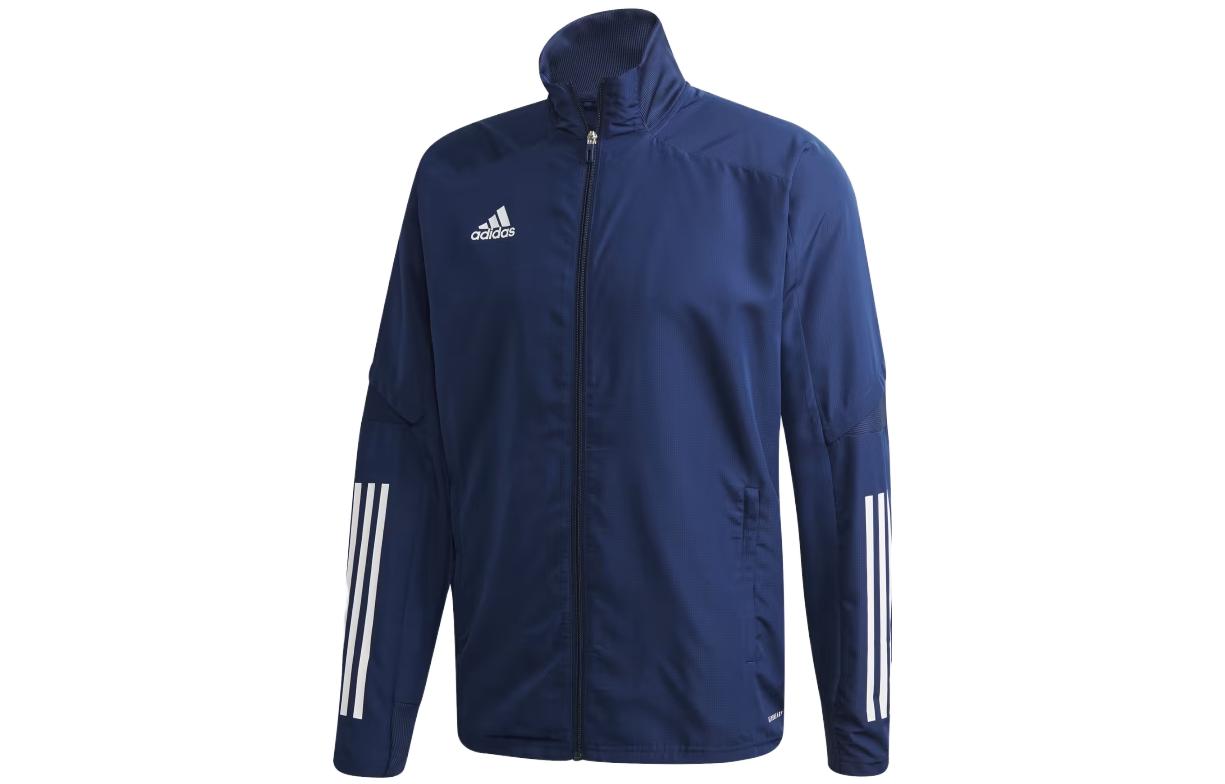 adidas Navy Blue Track Jacket with Stand-Up Collar and Full Zipper ED9251