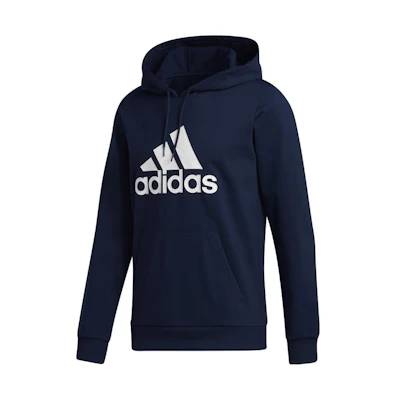 adidas Navy Blue Vintage Logo Hoodie with Kangaroo Pocket and Ribbed Sleeves GH6664