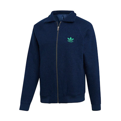 adidas Navy Blue Zip-Up Polo Collar Logo Embroidered Jacket DJ3568