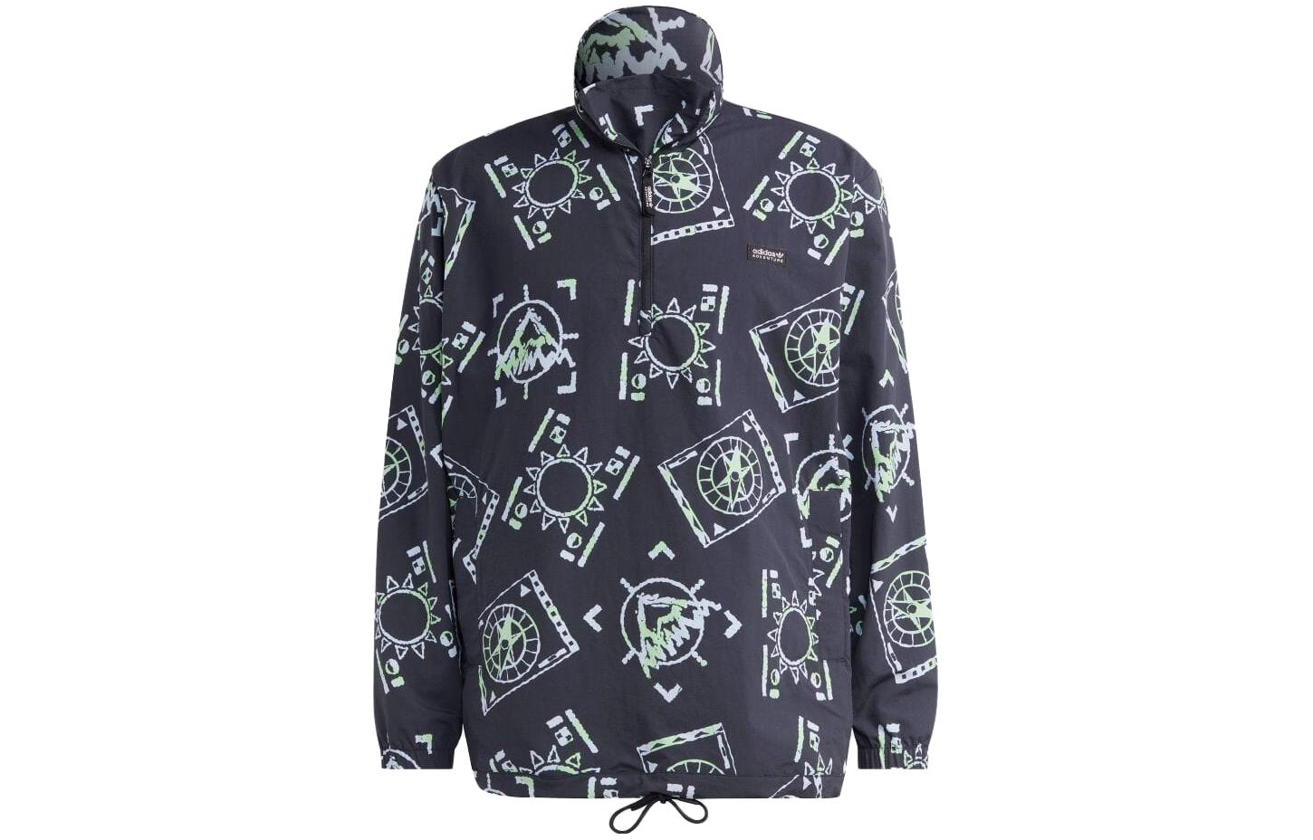 adidas Navy Half-Zip High-Neck Printed Jacket Japan Edition HR3503-JAPAN