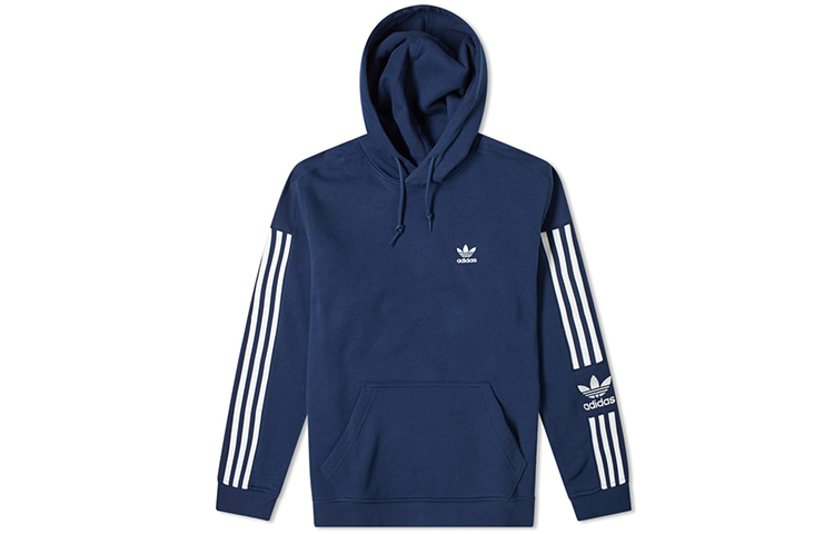adidas Navy Hoodie with Lettering and Side Stripe Long Sleeves ED6125