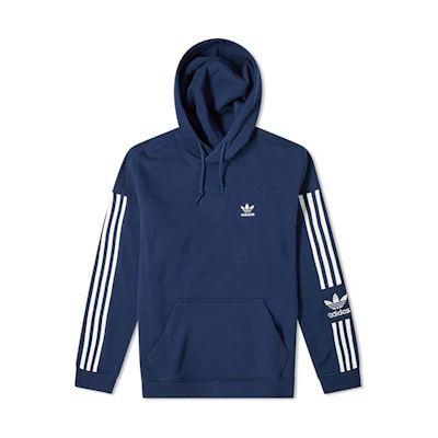 adidas Navy Hoodie with Lettering and Side Stripe Long Sleeves ED6125