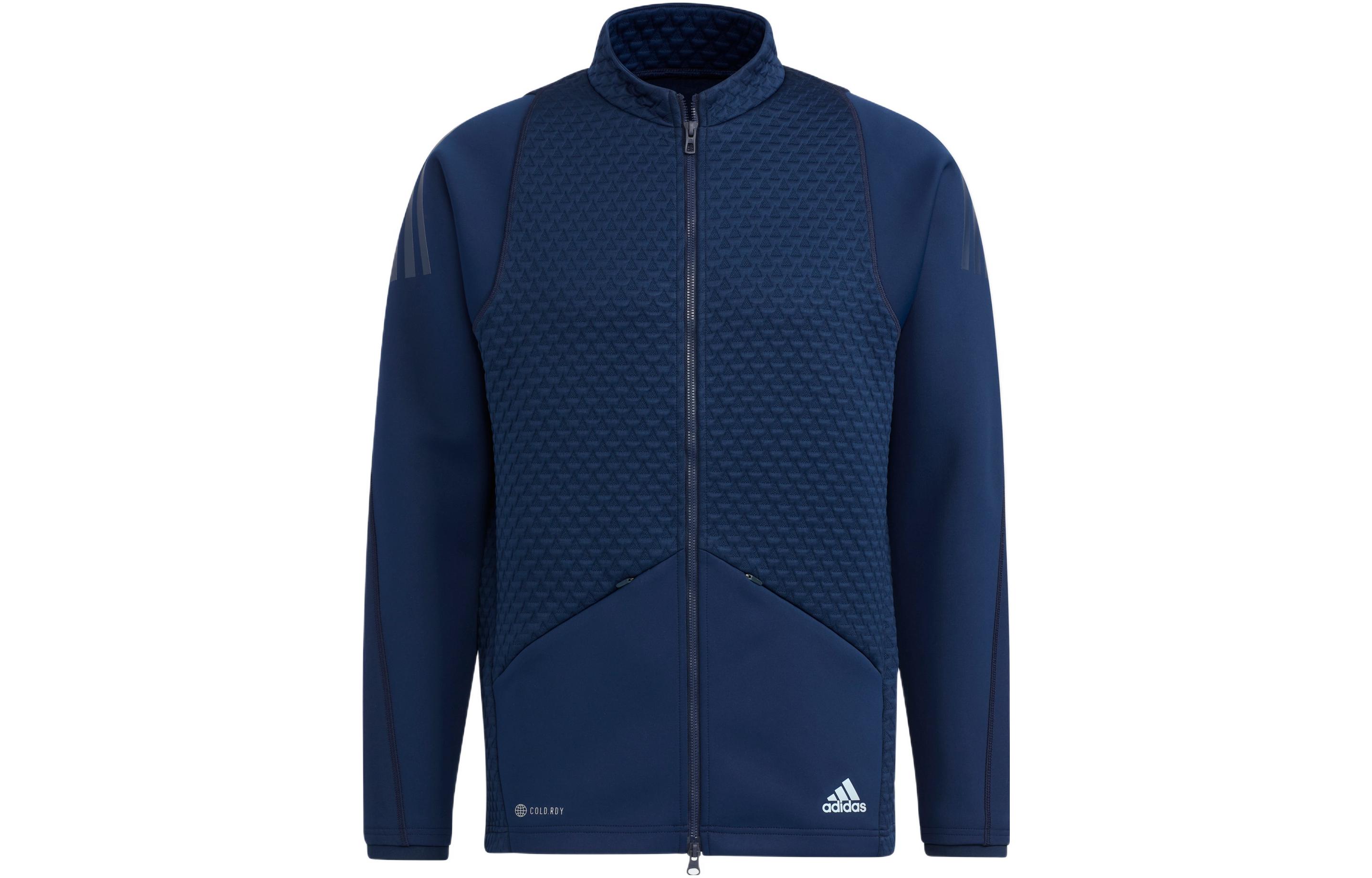adidas Navy Logo Print Zip-Up High-Collar Jacket HG4116