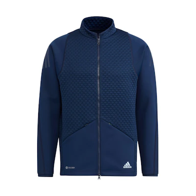 adidas Navy Logo Print Zip-Up High-Collar Jacket HG4116