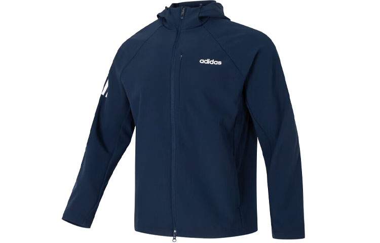 adidas Navy Striped Logo Outdoor Training Jacket JE3553