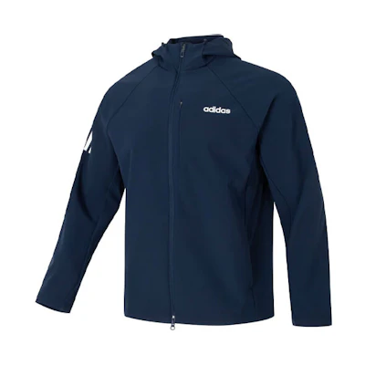 adidas Navy Striped Logo Outdoor Training Jacket JE3553