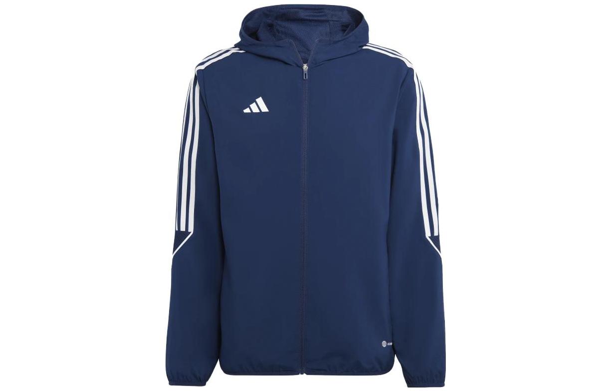 adidas Navy Striped Logo Print Zip-Up Hoodie Jacket HZ9067