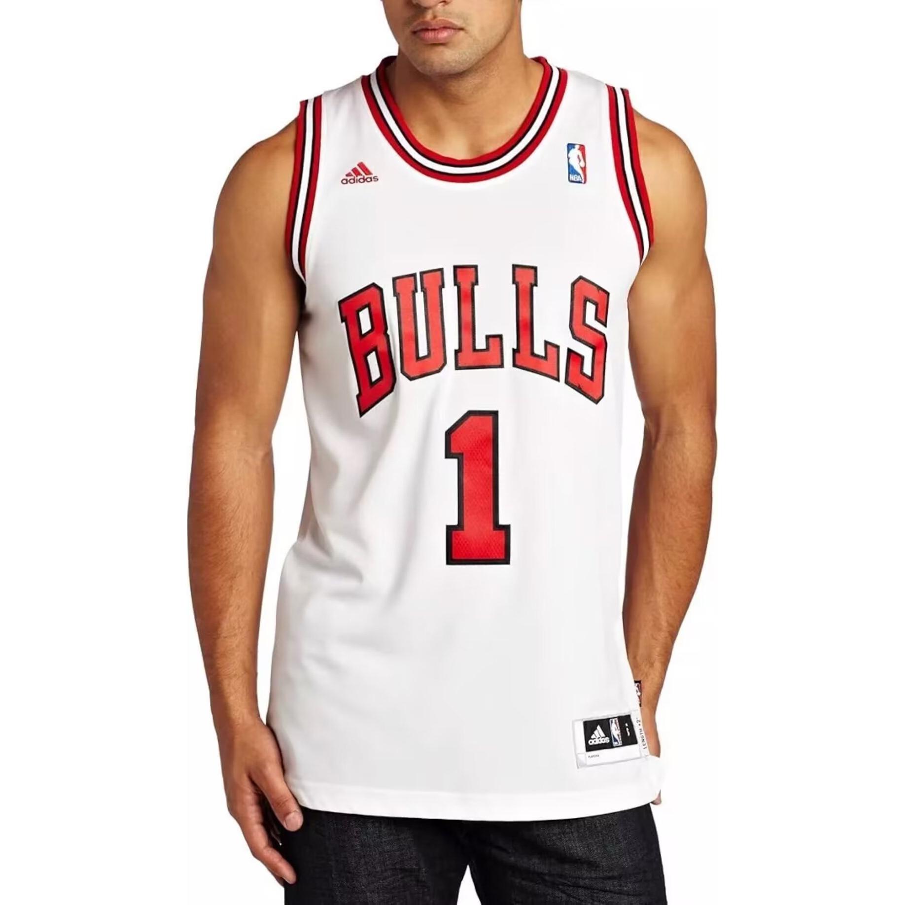 Shop adidas NBA Derrick Rose Bulls #1 Swingman Basketball Jersey White Unisex U08972