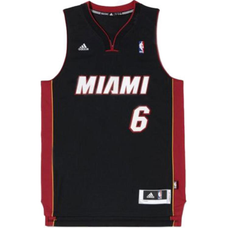 adidas NBA Jersey LeBron James SW Fan Edition Miami Heat #6 Basketball Vest Black L76194
