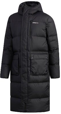 adidas NEO Black High Neck Long Down Jacket Winter Coat EI4436 Order adidas NEO Black High Neck Long Down Jacket Winter Coat EI4436