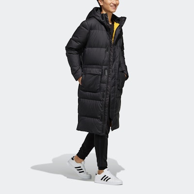 adidas NEO Black High Neck Long Down Jacket Winter Coat EI4436 Sizing adidas NEO Black High Neck Long Down Jacket Winter Coat EI4436