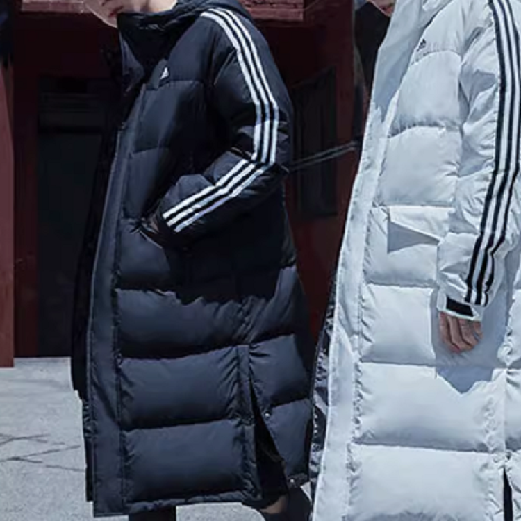Details for adidas NEO Black Hooded Long Down Jacket Winter Casual Warm Coat H45242