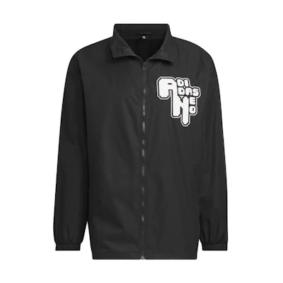 adidas Neo Black Letter Print Casual Stand Collar Jacket IK5162