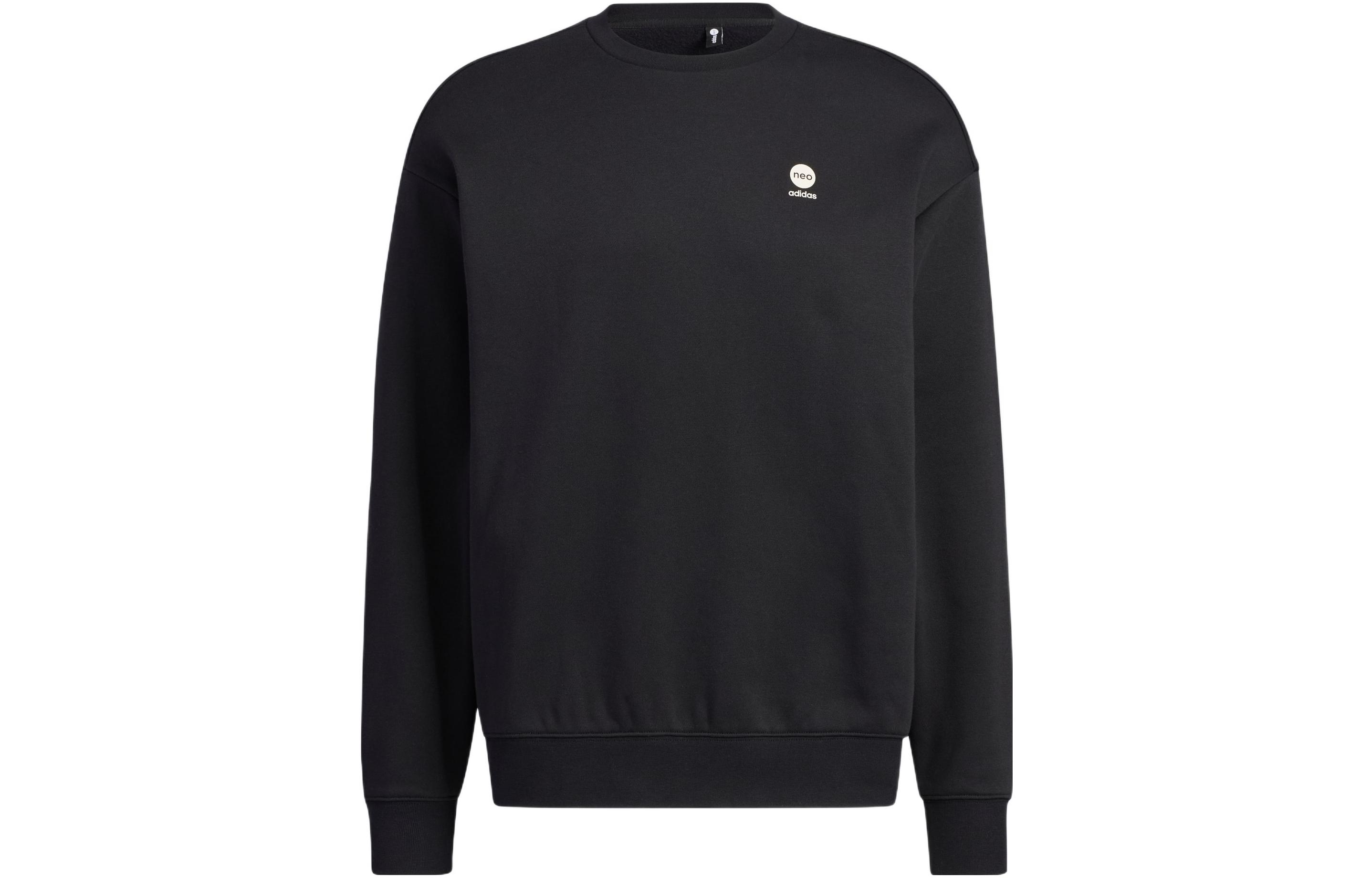 adidas NEO Black Logo Print Crewneck Sweatshirt Unisex Long Sleeve HY9654