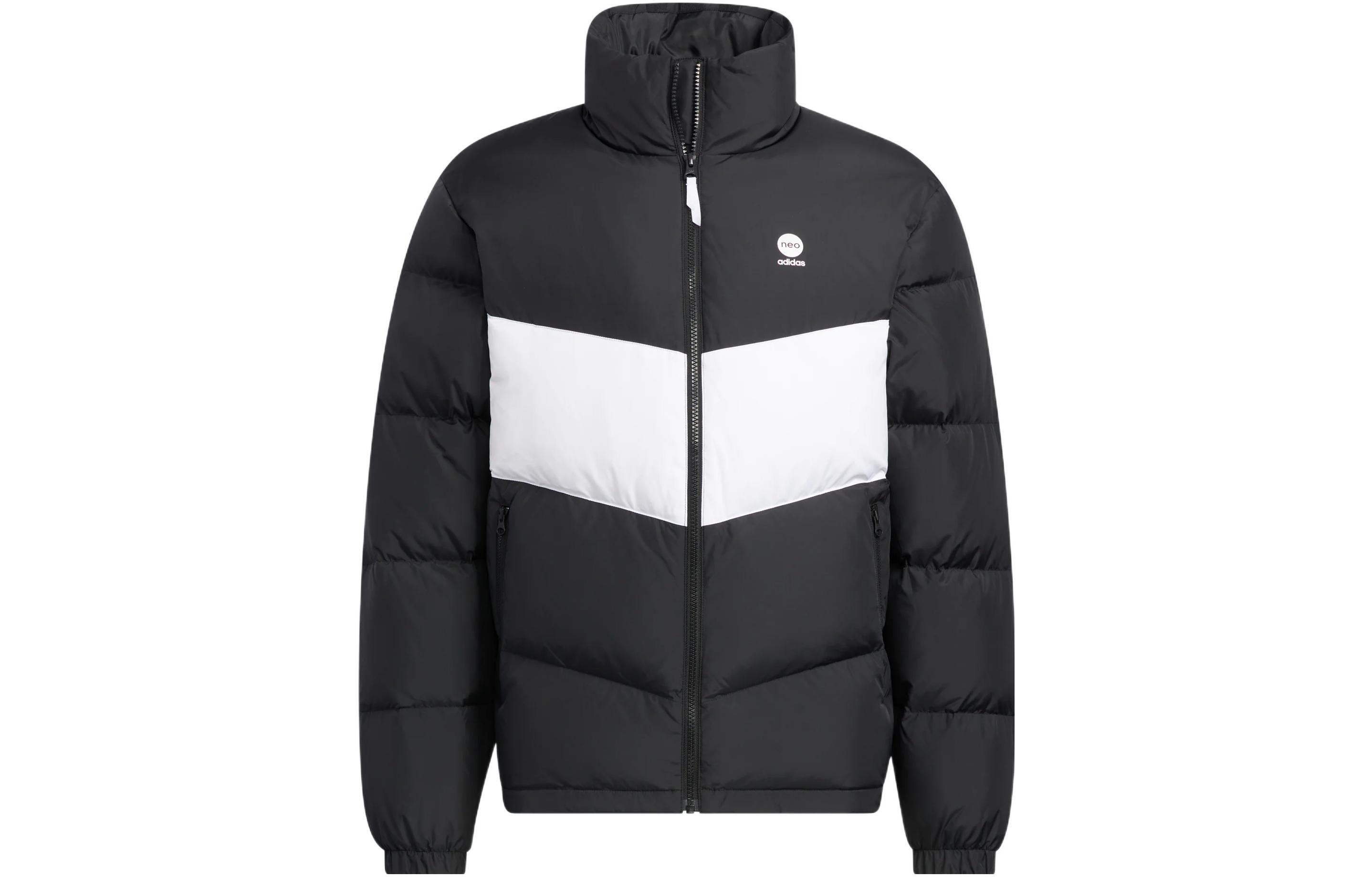 Buy adidas Neo 黑色標誌印花拉鍊羽絨外套 男女長袖款式. HM6173