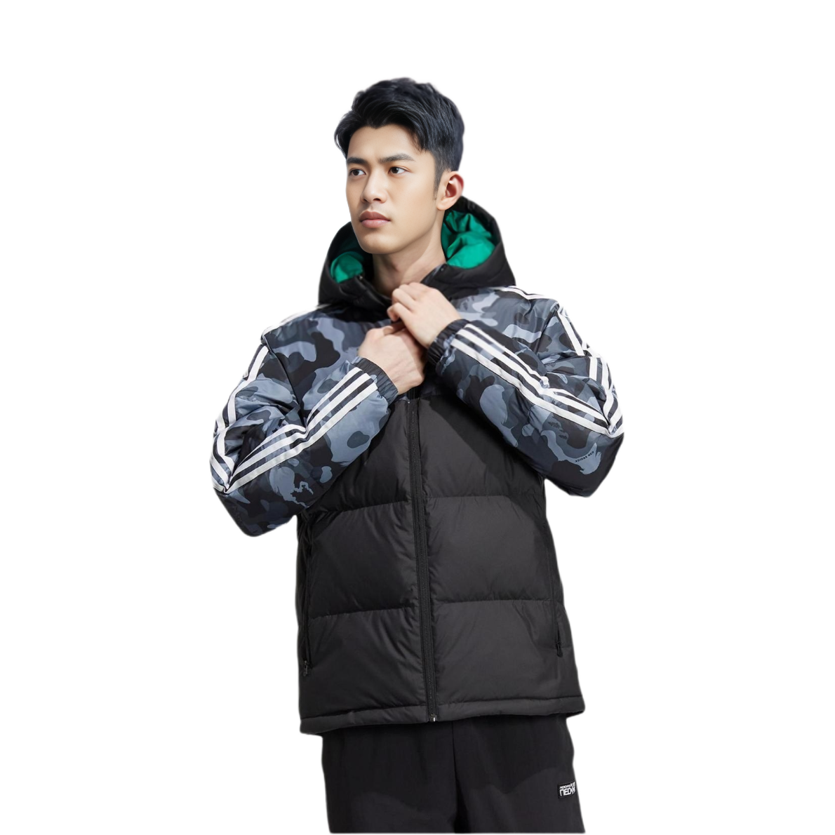 Shop adidas Neo Camo Striped Puffer Jacket Unisex Black HN4764