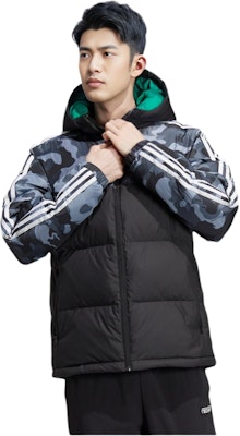 adidas Neo Camo Striped Puffer Jacket Unisex Black HN4764 Shop adidas Neo Camo Striped Puffer Jacket Unisex Black HN4764
