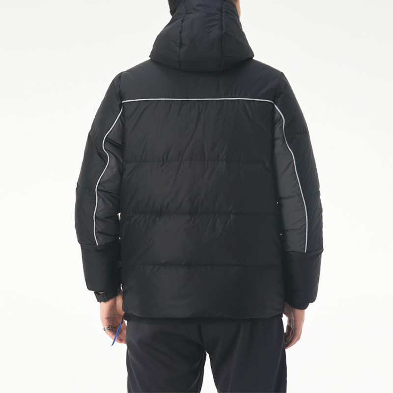 Adidas Neo Down Jacket Winter Black Hooded Puffer Colorblock Logo GJ8804 圖 5
