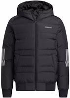 adidas Neo Down Metallic 3-Stripes Puffer Jacket Black Winter Wear H45283