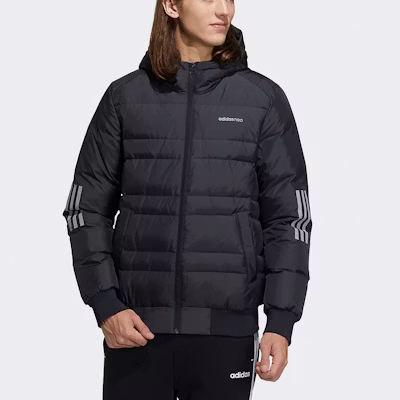 adidas Neo Down Metallic 3-Stripes Puffer Jacket Black Winter Wear H45283 Lookbook adidas Neo Down Metallic 3-Stripes Puffer Jacket Black Winter Wear H45283